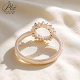 HMJ Ring Lab Grown Diamond 18K 14K 10K Gold Silver Band Sunflower Halo jewelry for Men Women No Fade Dazzling Fire Vintage