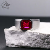 Moissanite Lab Grown Gemstone Ring Asscher Cut Moissanite Ruby Sapphire Colombian S925 Woman Man Anniversary Party Daily Charms
