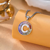 Zircon 925 Sterling Silver Rainbow Coloured Alphabet Necklace Commuting Daily Wear