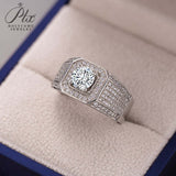 S925 Round Moissanite Half-Eternity Halo Ring for Men Gifts For Festivals And Anniversaries