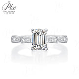 Emerald Cut Moissanite Adjustable Ladder Pavé Ring Women Only Gifts For Festivals And Anniversaries