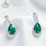 Lab Grown Gemstone Earrings 3.4-5.9CT Pear Ruby Sapphire Colombia Side Moisanite S925 Ear Studs Women Christmas Party Gift