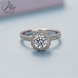Flower Round Shape Moissanite Halo Half-Eternity Ring Women Only Gifts For Festivals And Anniversaries