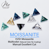 100% Real Moissanite Stone Triangle Cut Multicolor VVS1 Loose Beads With Certificate For Women Jewelry Making Charms Wholesale