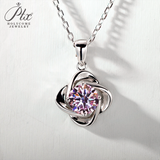Moissanite Diamond 6.5mm 1CT Necklace For Womens Solitaire Pendant 925 Silver Chains D White  Jewelry Customized Gift