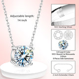 Necklace Moissanite 4-Prongs Pendant Multicolor Round 6.5mm Multicolor Gemstone Jewelry Women Birthday Engagement Gift Charms