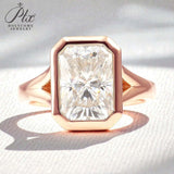 Radiant Cut Ring with 3CT D Color Moissanite Diamond 10k 14k 18K Gold Plated 925 Silver for Women Engagement Wedding Jewely