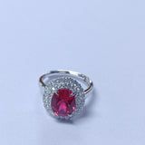Egg-shaped Ring with Lab Grown Ruby Sapphire Zambian Padparadscha 925 Silver Circle for Engagement Christmas Party Fine Jewely