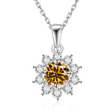 Moissanite Necklace Sunflower Pendant Multicolor Round Cut 1ct Women Wedding Party Engagement Special Gifts Charms Fine Jewelry