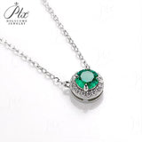 0.5CT Round Lab Created Emerald Halo Pendant Necklace