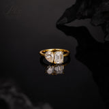 Two-stone Ring Emerald Pear Shape Moissanite Grown Gemstone 925 Sterling Silver Classical Anniversary Gift Couple Holiday Gift