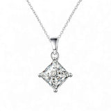 Princess Cut Classic Necklace 1/2/3CT D Color Moissanite S925 Plated White Yellow Rose Gold Chain for Engagement Chrisrmas Charm