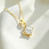 Princess Cut Classic Necklace 1/2/3CT D Color Moissanite S925 Plated White Yellow Rose Gold Chain for Engagement Chrisrmas Charm