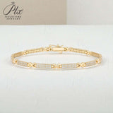 1mm Double-Row Round D-Color Moissanite Tennis Bracelet S925 Silver Plated With Yellow Gold First Choice For Gifting