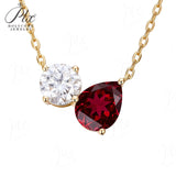 Round 6.5mm Pear 7×9mm Moissanite Diamond Necklace 3EX Hearts and Arrows  VVS1 D Color Ruby Sapphire  Columbia Emerald  Fancy Color Moissanite  Gift