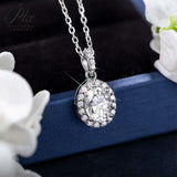 Oval Cut 1/2CT 925 Sterling Silver Halo Moissanite Pendant Necklace Women Only Gifts For Festivals And Anniversaries