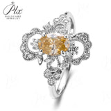 Vintage Oval Cut Hollow Out Moissanite Ring Women Only Gifts For Festivals And Anniversaries