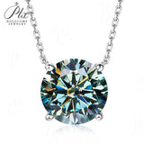 Necklace Moissanite 4-Prongs Pendant Multicolor Round 6.5mm Multicolor Gemstone Jewelry Women Birthday Engagement Gift Charms