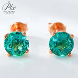 S925 Silver Lab Ruby Emerald Screw Earring 5.0mm Lab-Grown Gemstone Round Stone Fine Jewelry Gift Jewelry For Women Ear Jewel