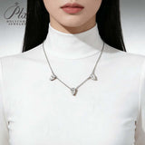 Tri-Pear Necklace with 3CT D Color Pear-shaped Moissanite S925 Plated White Yellow Rose Gold Chain Engagement Chrisrmas Daily