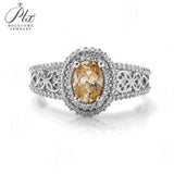 Oval Shape Moissanite Double-Band Ring Women Only Gifts For Festivals And Anniversaries