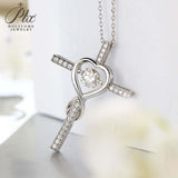 Moissanite Necklace 1CT 6.5mm Heart-Cross Pendant 925 Sterling Silver Women Wedding/Anniversary Special Gift Fine Jewelry Charms