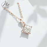 Princess Cut Classic Necklace 1/2/3CT D Color Moissanite S925 Plated White Yellow Rose Gold Chain for Engagement Chrisrmas Charm