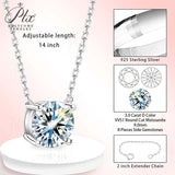 Necklace Moissanite 4-Prongs Pendant Multicolor Round 6.5mm Multicolor Gemstone Jewelry Women Birthday Engagement Gift Charms