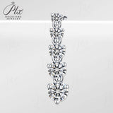 Moissanite Earrings Tassel Pendant Ear Stud Piercing  Ten Stones Round Shape 925 Sterling Silver Top Quality Wedding Jewelry