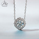 Floral Round Moissanite Halo Pendant Necklace Women Only Gifts For Festivals And Anniversaries