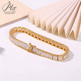 Square Tennis Bracelet Adorned with Exquisite Moissanite 925 Silver Material Unisex Design Fashionable Holiday Gift