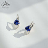 Chubby Triangle Colored Gemstone Earrings with 1.6-2CT Ruby Sapphire Colombia for Women's Gentle Fashionable Jewerly Ear Studs