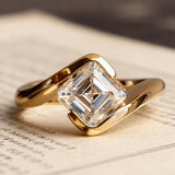 Asscher Cut Moissanite Ring 1-3ct White Gold Yellow Gold Art Deco Style Engagement Ring Wedding Gift for Women