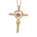 Moissanite Necklace 1CT 6.5mm Heart-Cross Pendant 925 Sterling Silver Women Wedding/Anniversary Special Gift Fine Jewelry Charms