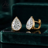 Lab Grown Diamond Earrings New Arrival Design 10K/14K/18K Solid Yellow Gold Pear Cut 2/4ct DEF VS Minimalist Stud Earrings for Women Hypoallergenic for Daily Wear Factory Direct Supply