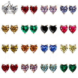 Heart Shaped Stud Earrings Lab Grown Gemstones Ruby Sapphire Emerald S925 Sterling Silver GRA Certificate Charms Birthday Gift
