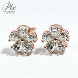 Flower-Shaped Earring Jewelry with Moissanite/Sapphire/Ruby 925 Sterling Silver Plated Screwback Earrings for Women