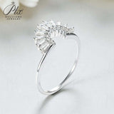 Sector Finger Ring with D Color Tifang-shaped Moissanite 10k 14k 18K Gold Plated 925 Silver for Daily Party Fine Jewely Gift