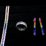 Lab Grown Gemstone Csutomized Jewelry Set Princess Cut All Including Ring Earring Bracelet Sparkling Jewelry Gifts For Women Men