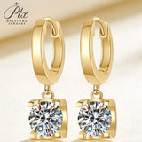 Hoop Bullhead Moissanite Earrings with 1-2CT D Color Round Moissanite S925 Silver Plated for Fishion Party Gift Hypoallergenic