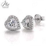Heart Cut Moissanite Halo Stud Earrings Women Only Gifts For Festivals And Anniversaries