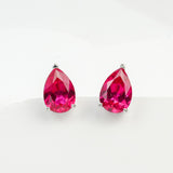 Lab Grown Gemstone Earrings 3.7-5CT Ruby Sapphire Colombia Padparadscha 925 Silver Three Claw Design Pear Earring Hypoallergenic