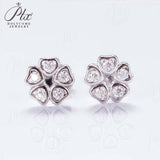 925 Sterling Silver with Hearts and Arrows Cut  Moissanite Small flower Earrings Lab-Grown Moissanite Gift-Giving