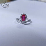 Crown Ring 5X8mm Pear Lab Grown Ruby Sapphire Zambian Padparadscha 925 Silver Ring for Women Man Engagement Christmas Party Gift