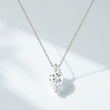 Necklace with 1/2/3CT D Color Marquise Cut Moissanite S925 Plated White Yellow Rose Gold Chain Engagement Daily Gift