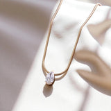 10K 14K 18K Yellow Gold Snake Chain Necklace 2CT Pear Cut Lab Diamond Pendant Necklace Custom Birthday Anniversary Gift