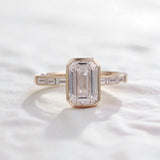 Diamond Ring Customize 2ct Emerald Cut 10K 14K 18K 925 Silver Proposal Band jewelry for Woman Hypoallergenic Birthday Gift