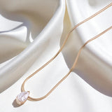 10K 14K 18K Yellow Gold Snake Chain Necklace 2CT Pear Cut Lab Diamond Pendant Necklace Custom Birthday Anniversary Gift