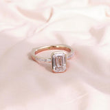 Diamond Ring Customize 2ct Emerald Cut 10K 14K 18K 925 Silver Proposal Band jewelry for Woman Hypoallergenic Birthday Gift