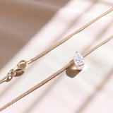 10K 14K 18K Yellow Gold Snake Chain Necklace 2CT Pear Cut Lab Diamond Pendant Necklace Custom Birthday Anniversary Gift